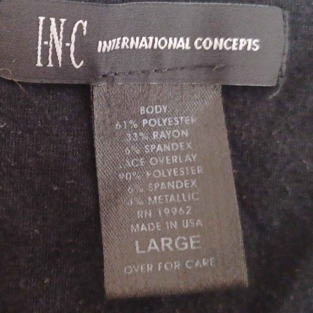 Women's I.N.C. Black& White/Silver Tank with Rough Exterior Material Size Large - Picture 3 of 8